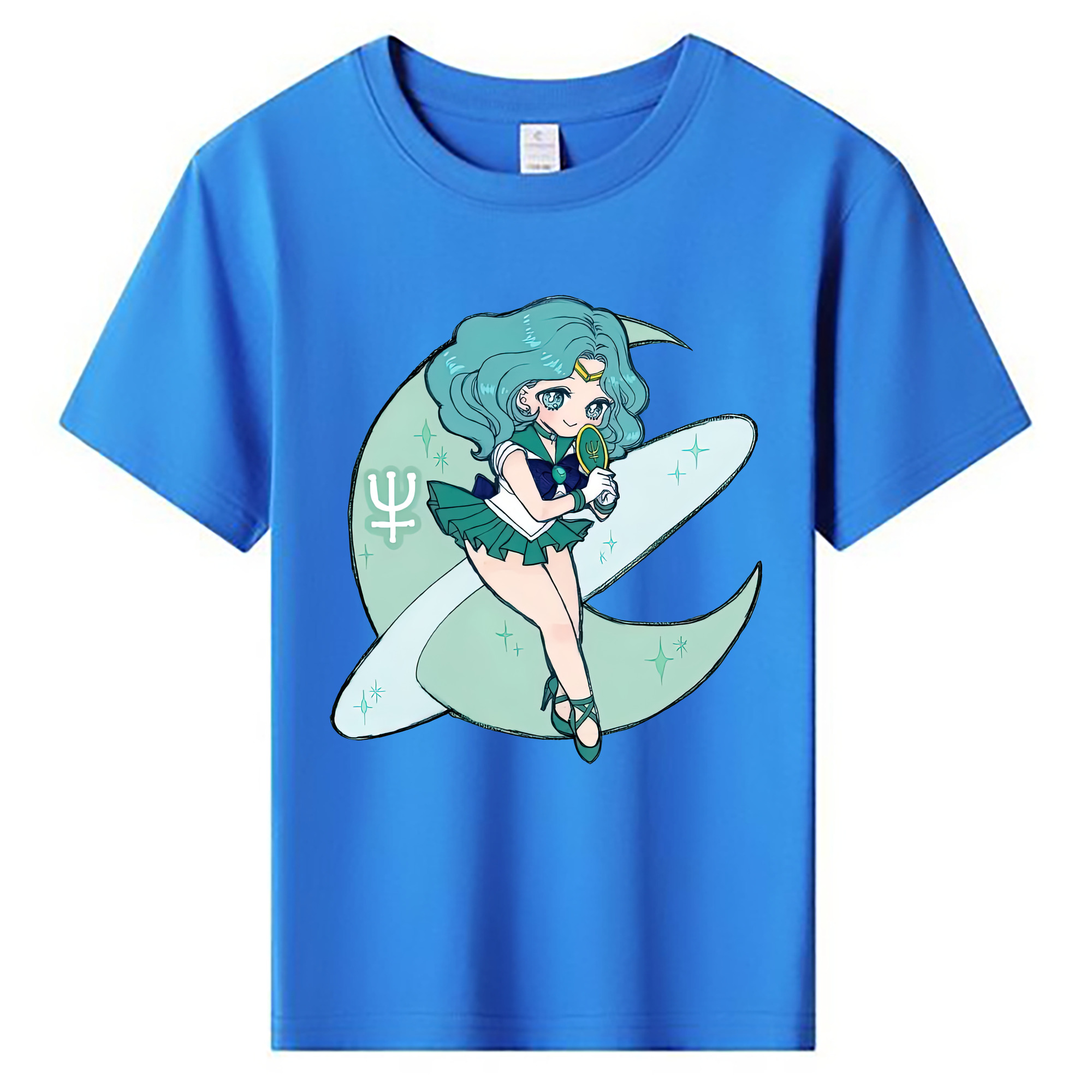 （画像用） 美少女戦士セーラームーン 海王 みちる（かいおう みちる） Sailor Moon Kaiou Michiru 綿100％キッズTシャツ（フロントプリント）